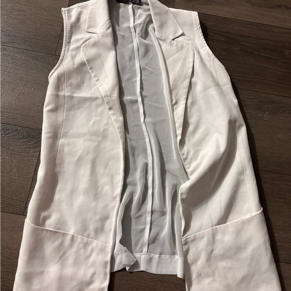 Chic White Sleeveless Blazer Vest